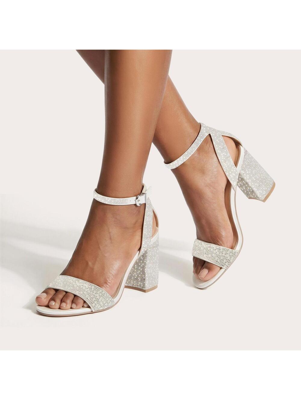 Carvela Kianni White Crystal Heeled Sandal EU 39 / US 8